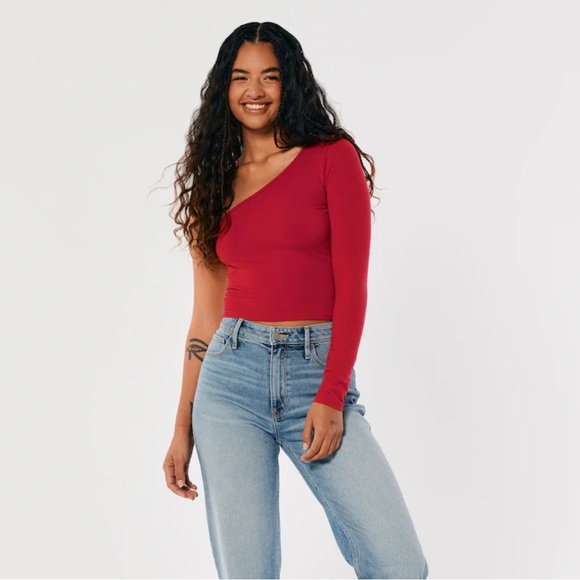 NWT HOLLISTER ONE SHOULDER SHIMMER TOP SIZE M - Picture 3 of 5